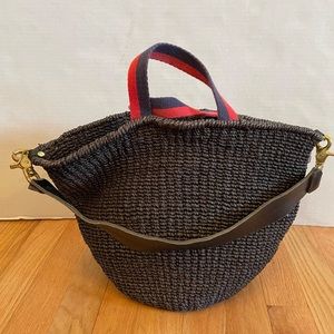 Clair V woven bucket shoulder bag with handles